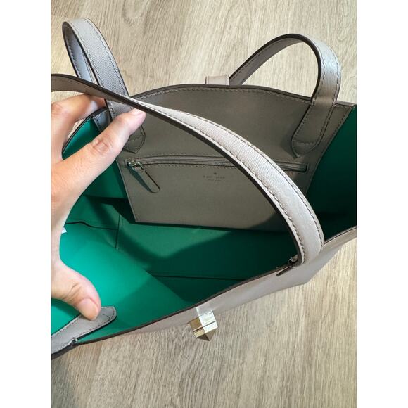 Kate Spade Kaci Small Tote with Clover Emblem Light Grey Satchel - Picture 4 of 10